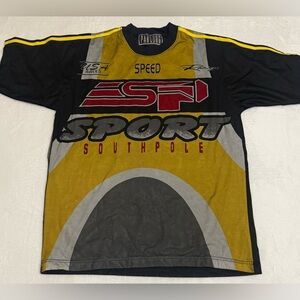 Rare Vtg Paklung Southpole Sport USA Speed Racing Jersey Black Shirt Sz Large